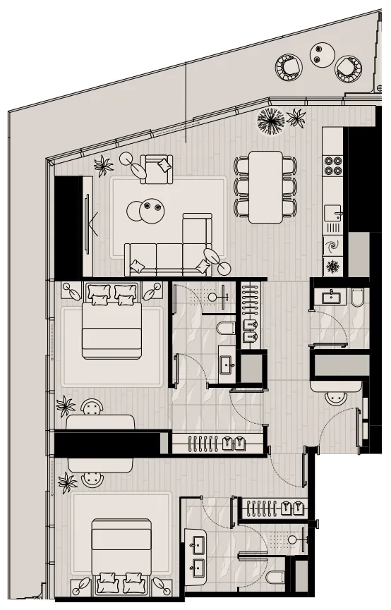 2 bed