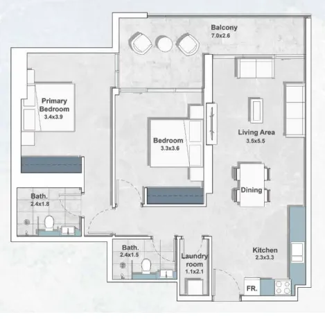 2 bed