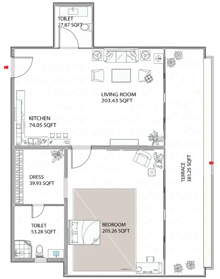 1 bed