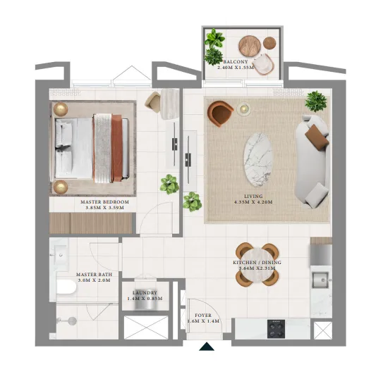 1 bed