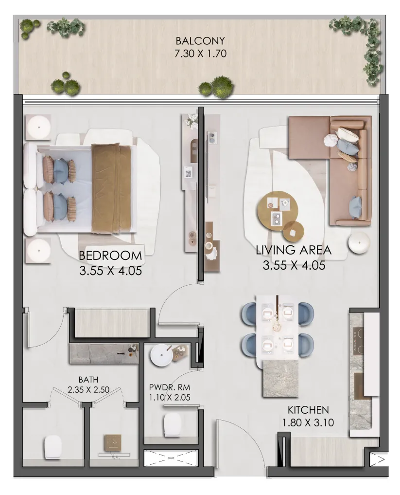 1 bed