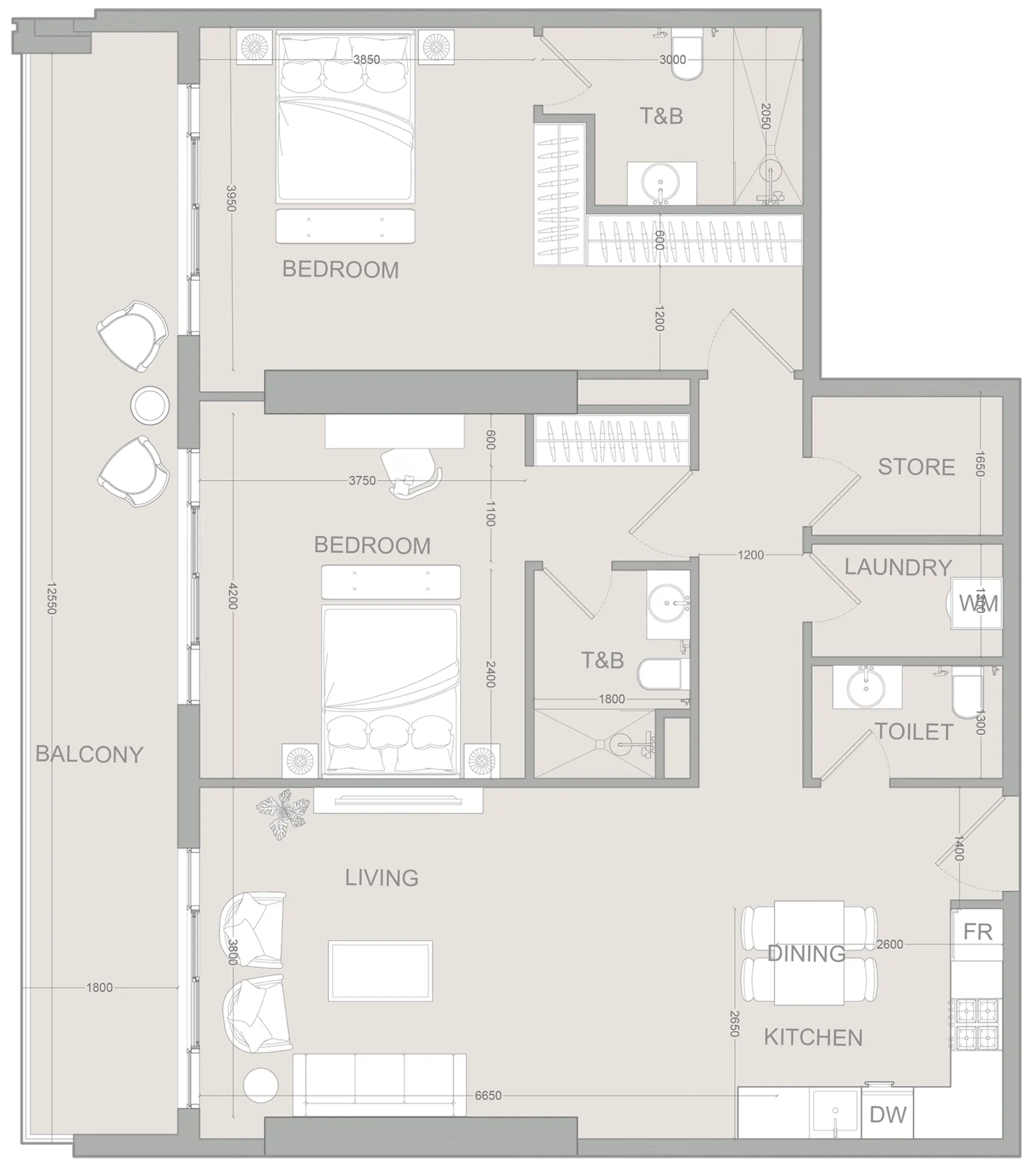 2 bed