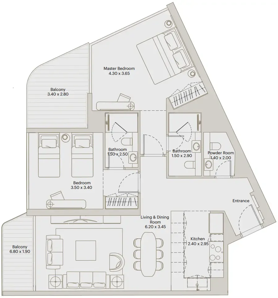 2 bed