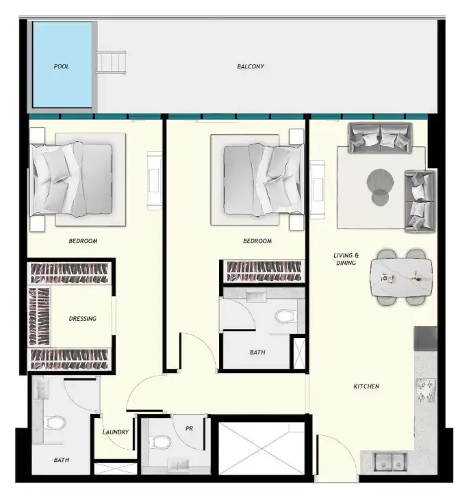 2 bed