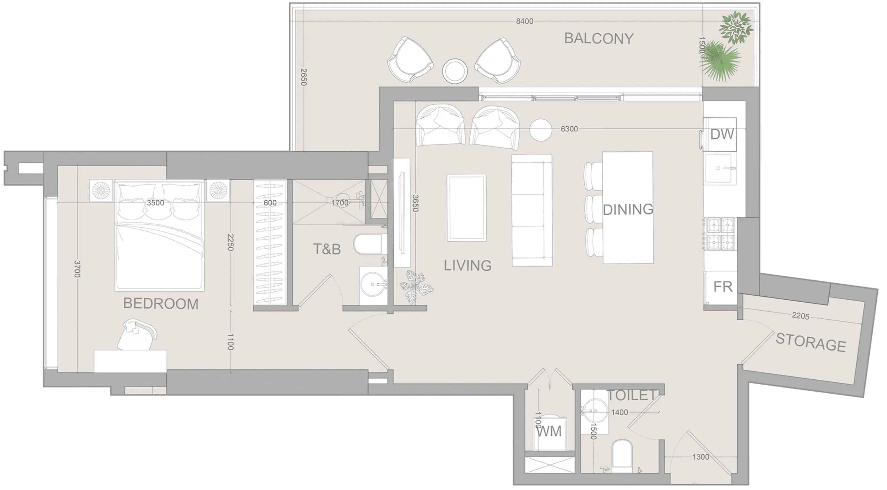 1 bed