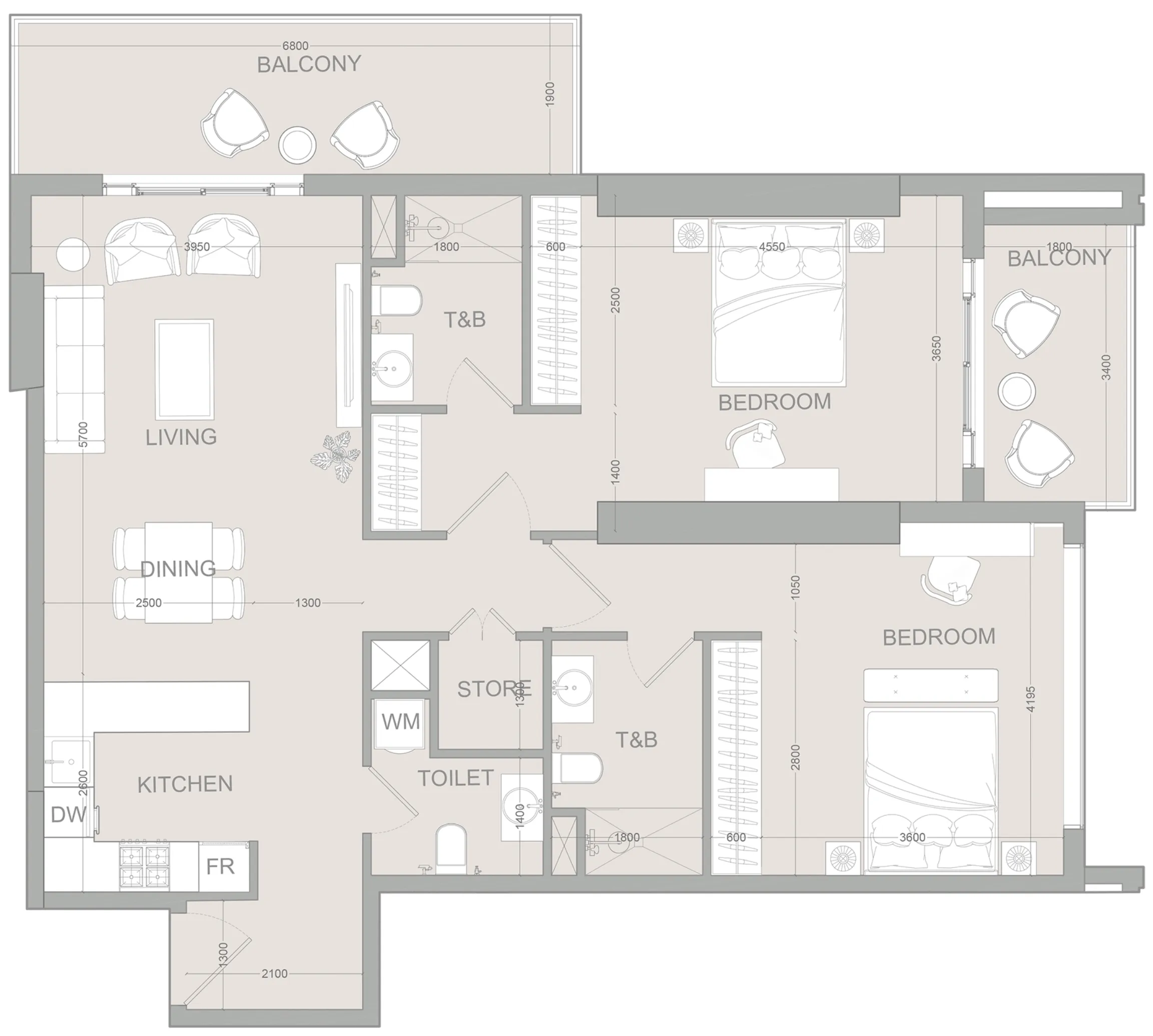 2 bed