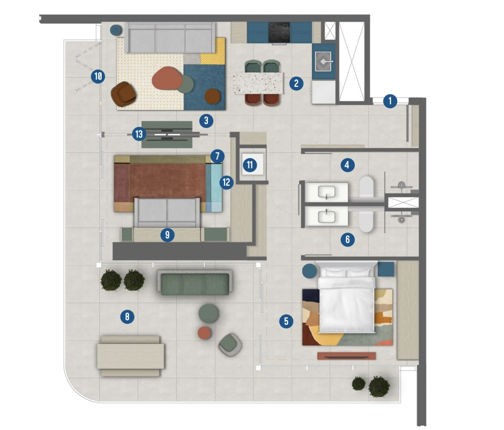 2 bed