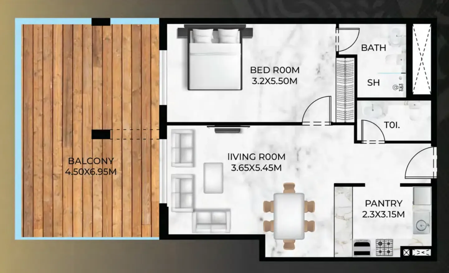 1 bed