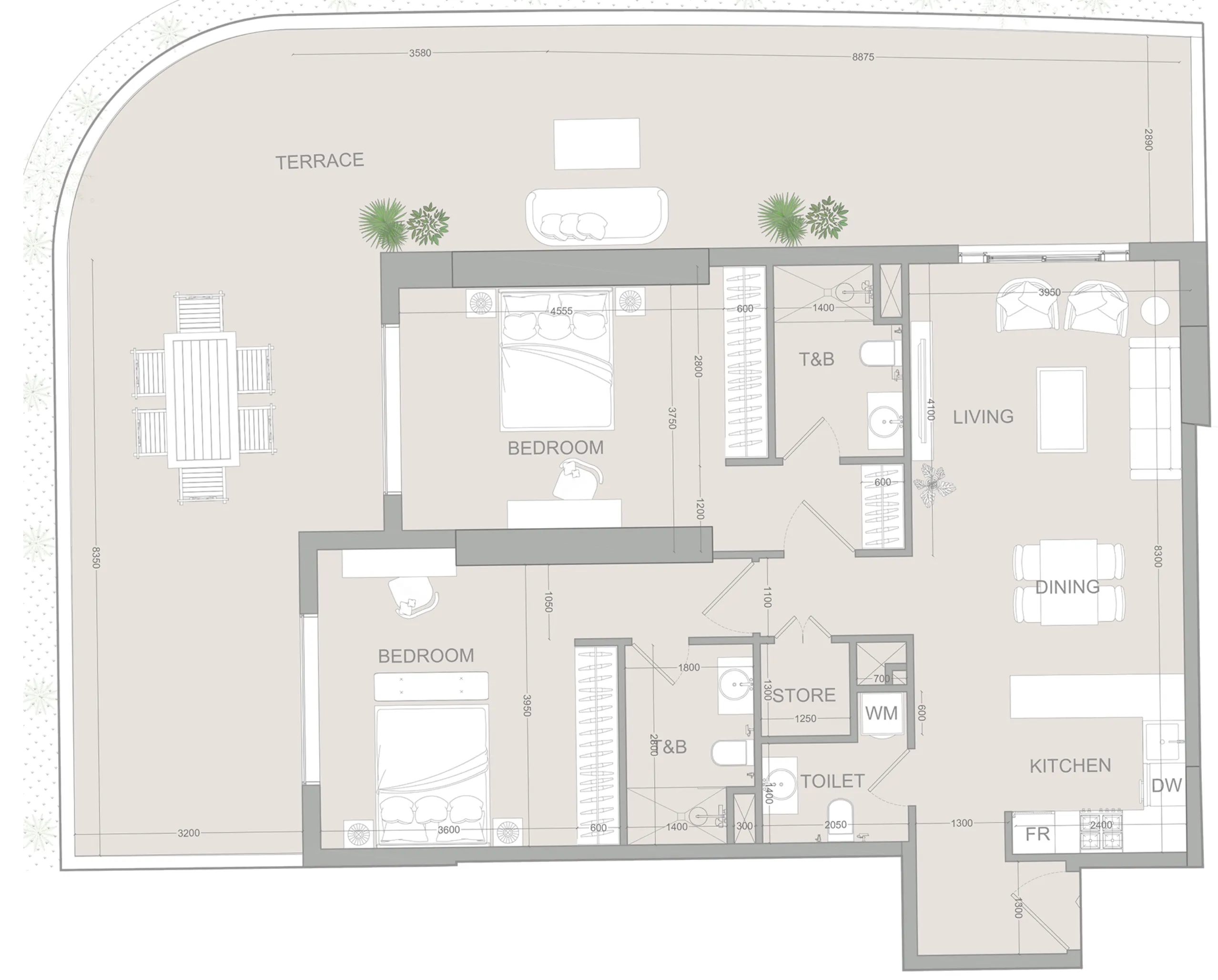 2 bed