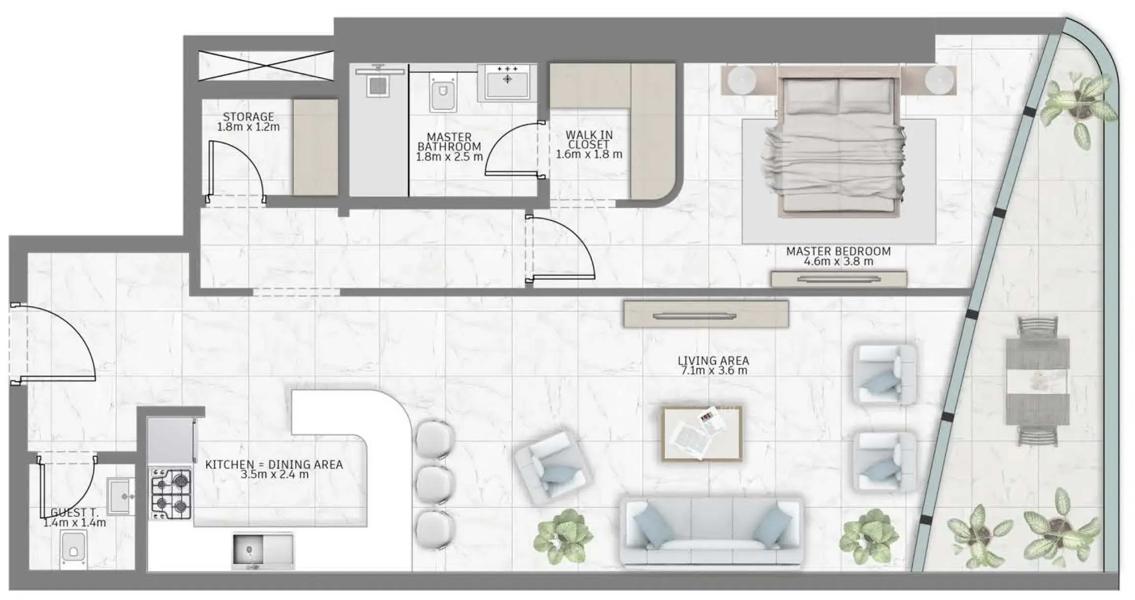 1 bed