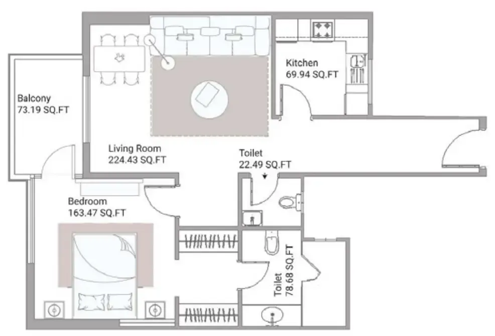 1 bed