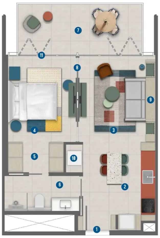 1 bed