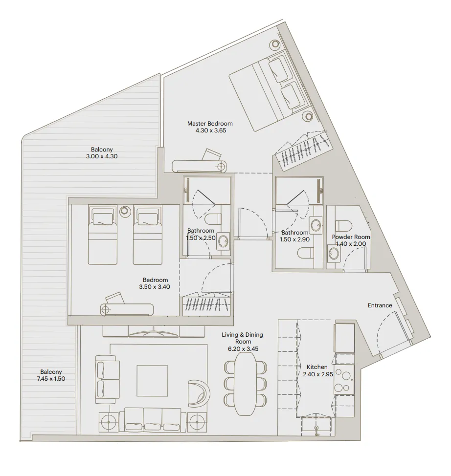 2 bed