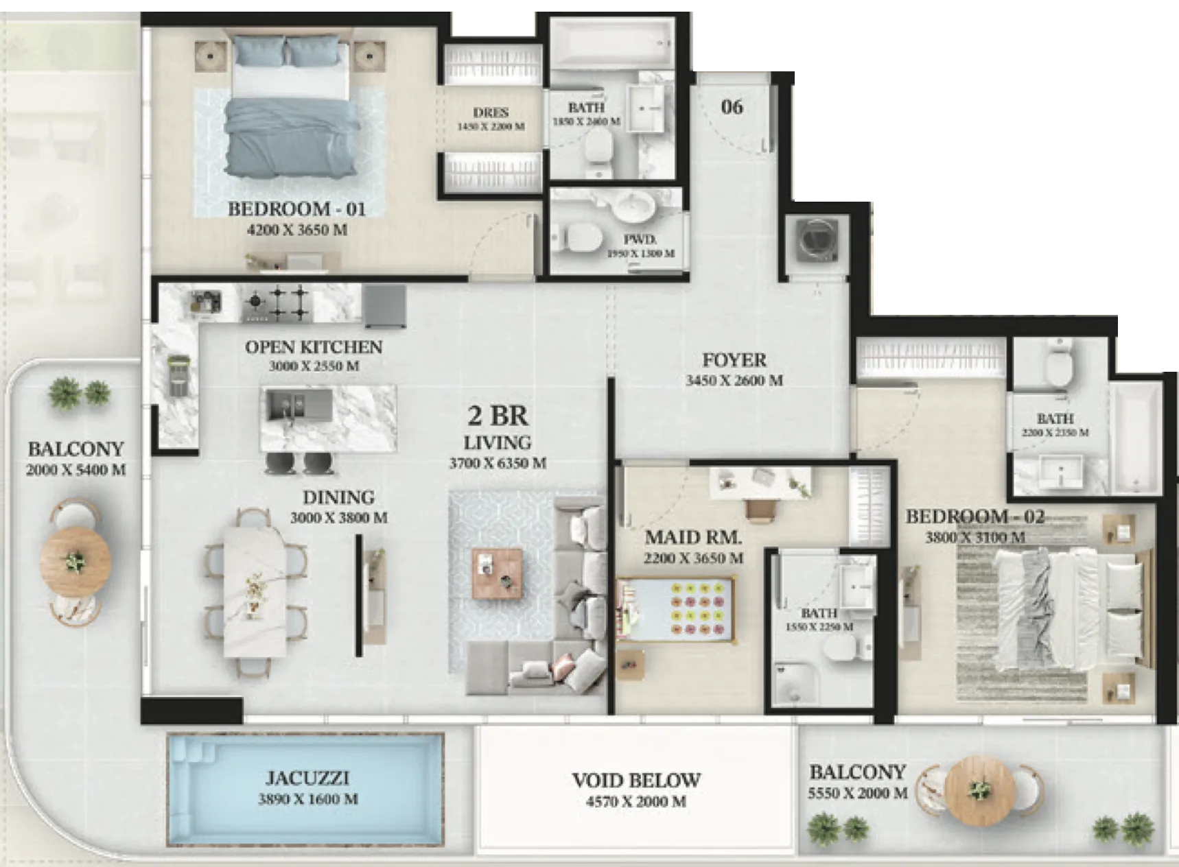 2 bed