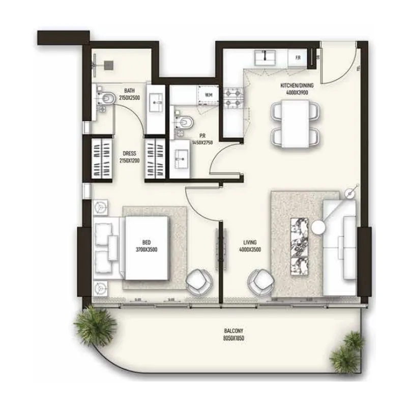 1 bed