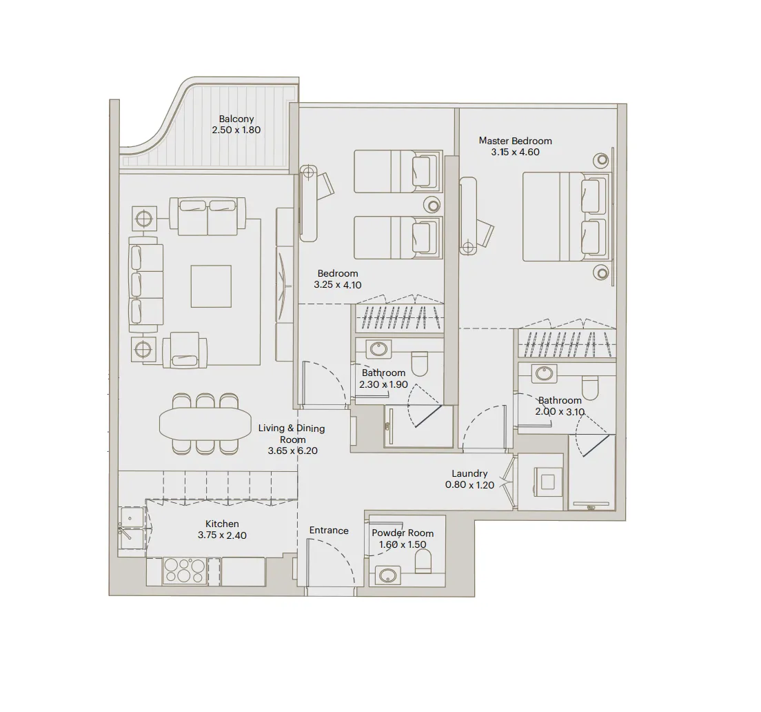 2 bed