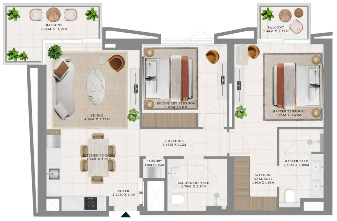 2 bed