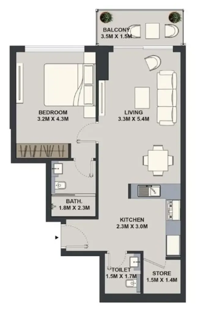 1 bed