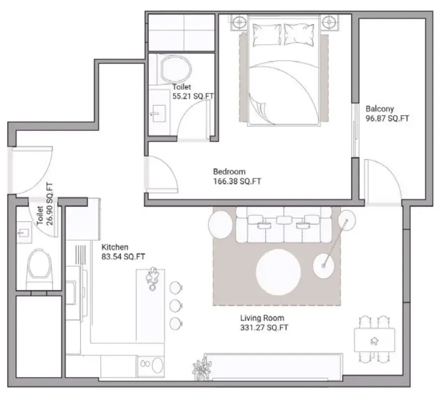 1 bed