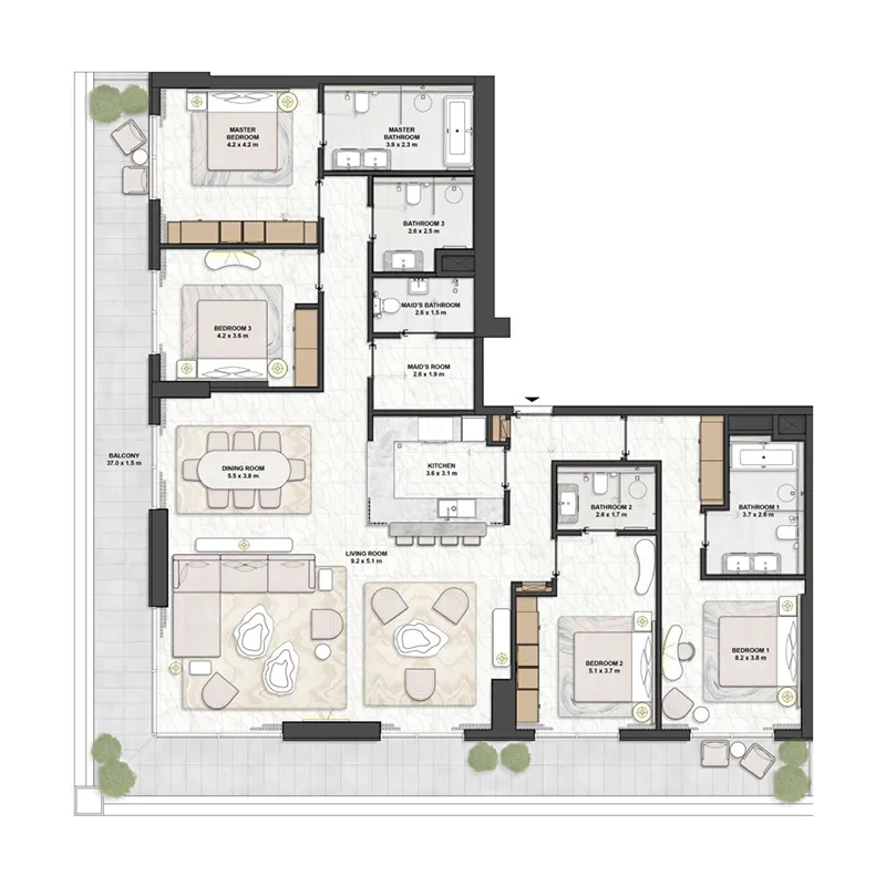4 bed