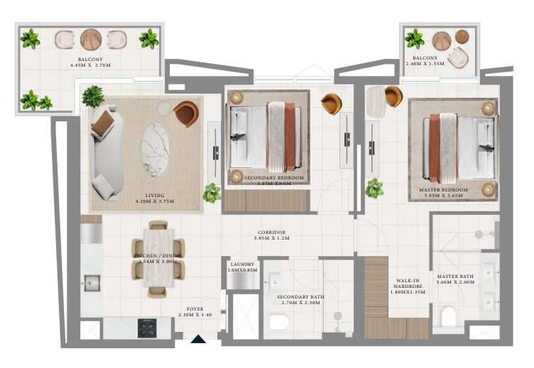 2 bed