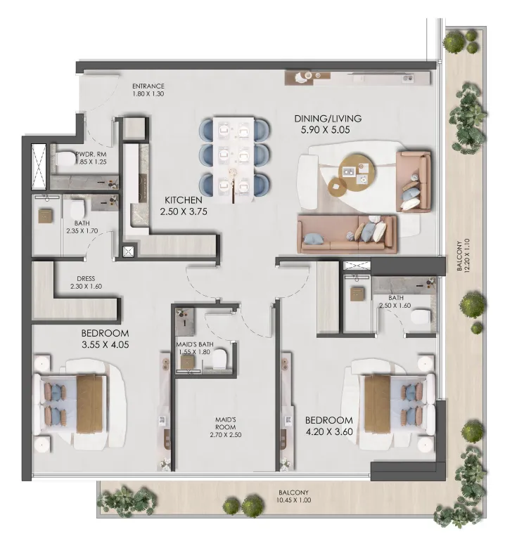 2 bed