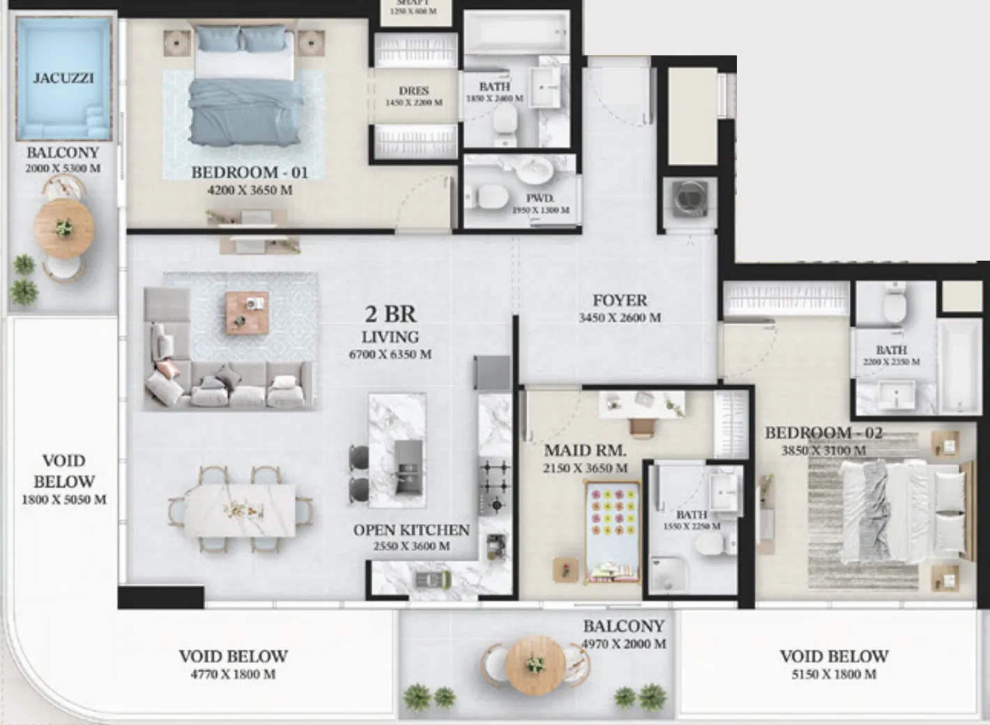 2 bed
