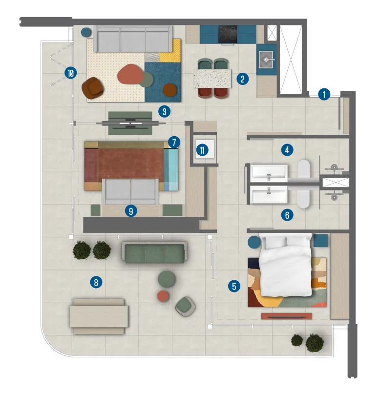 2 bed