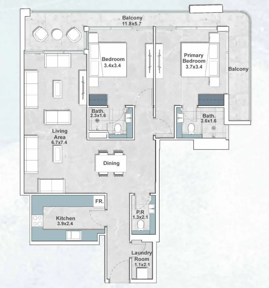 2 bed