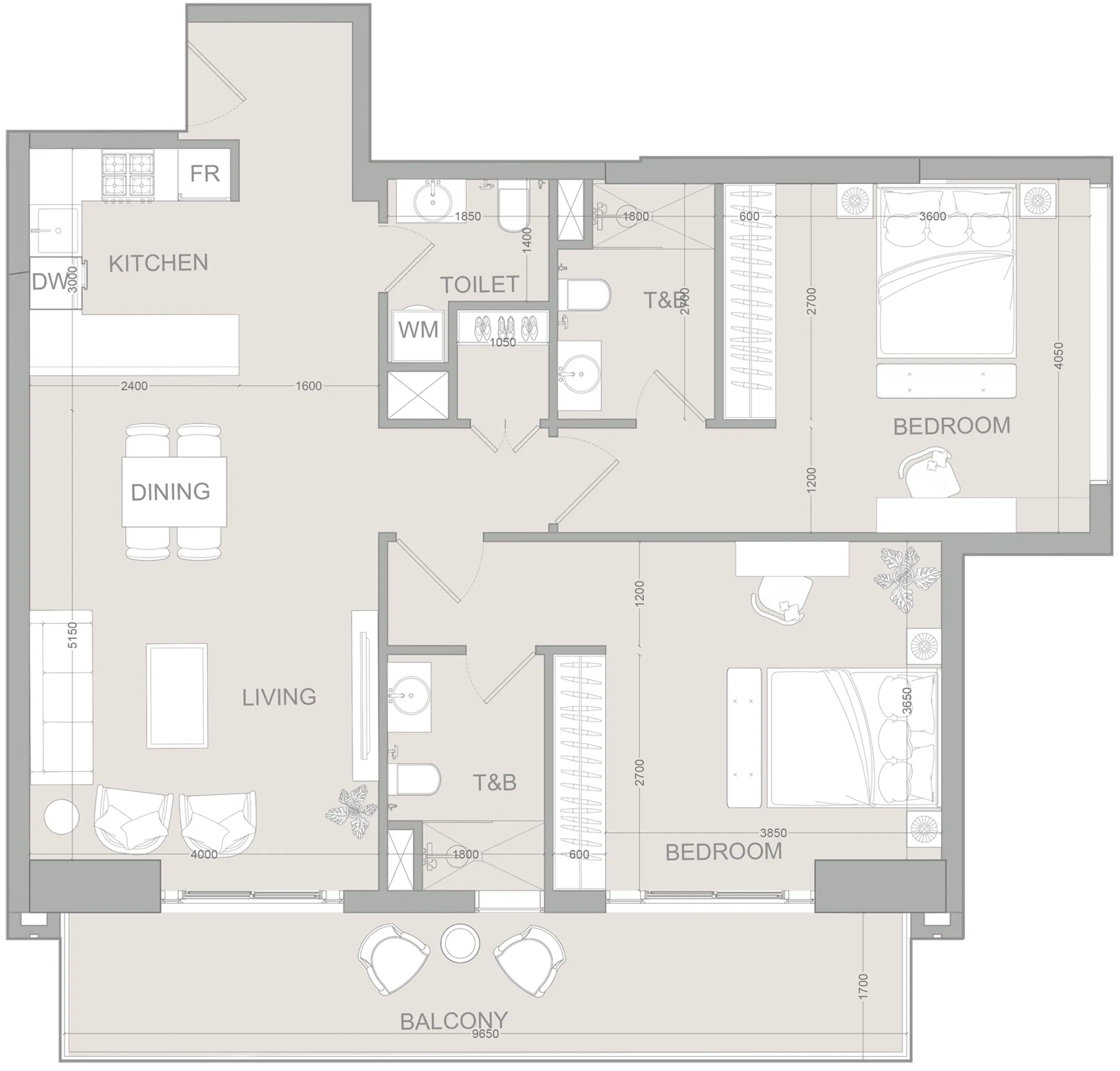 2 bed