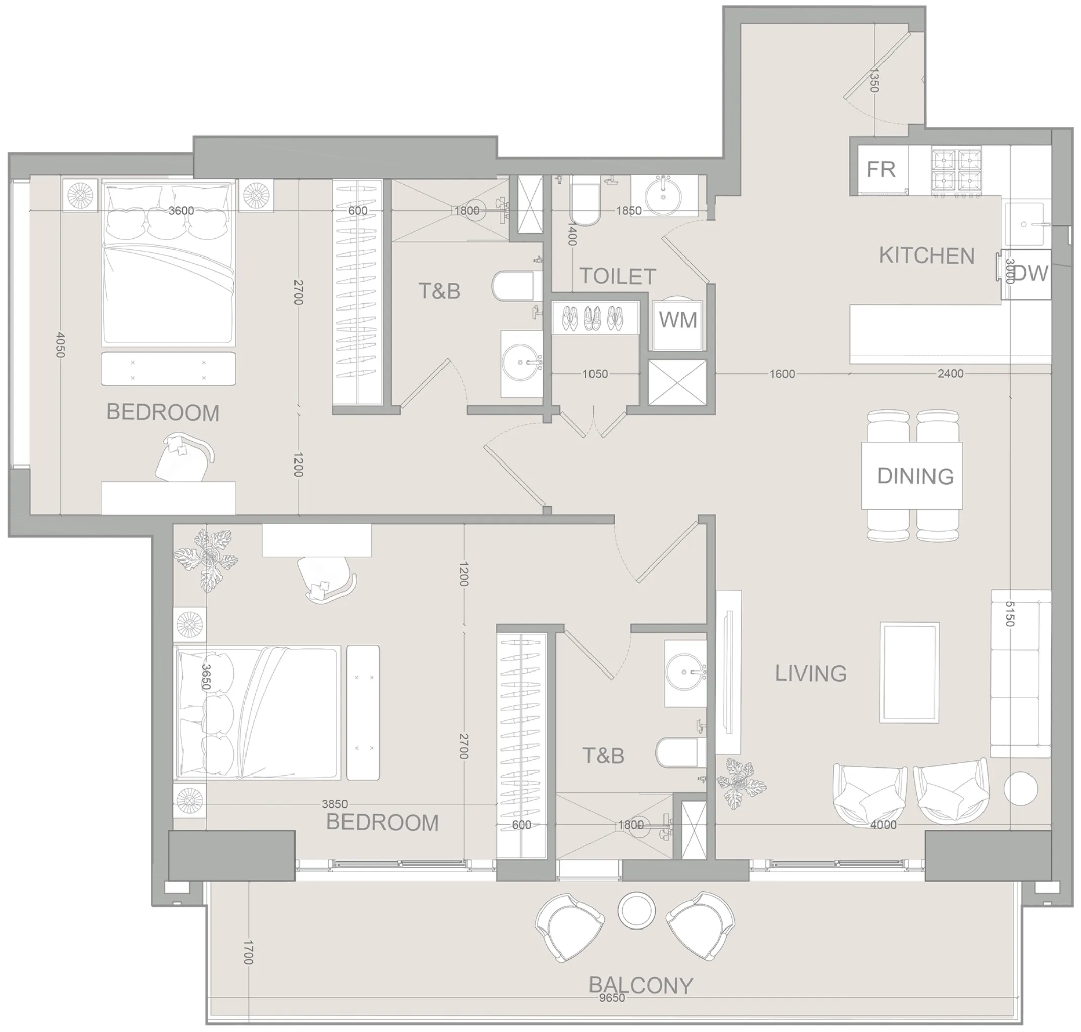 2 bed