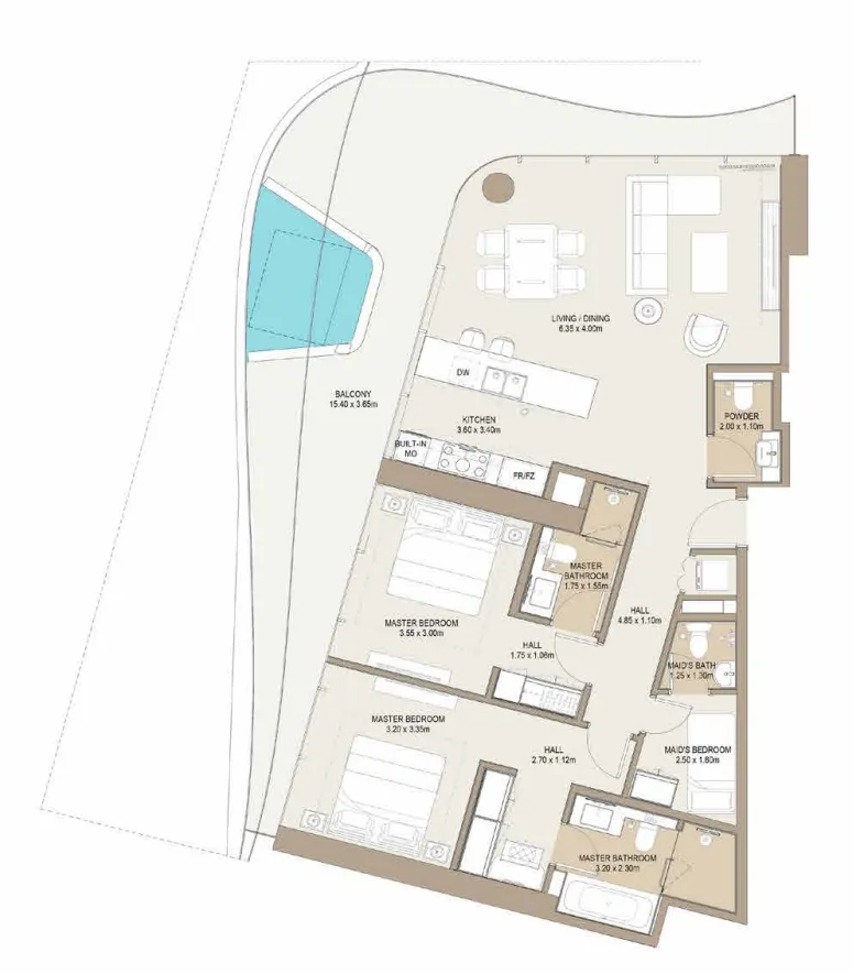 2 bed