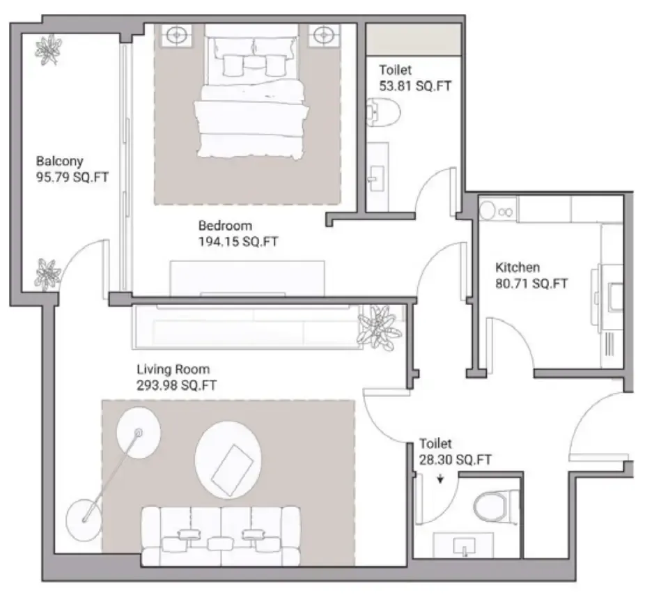 1 bed