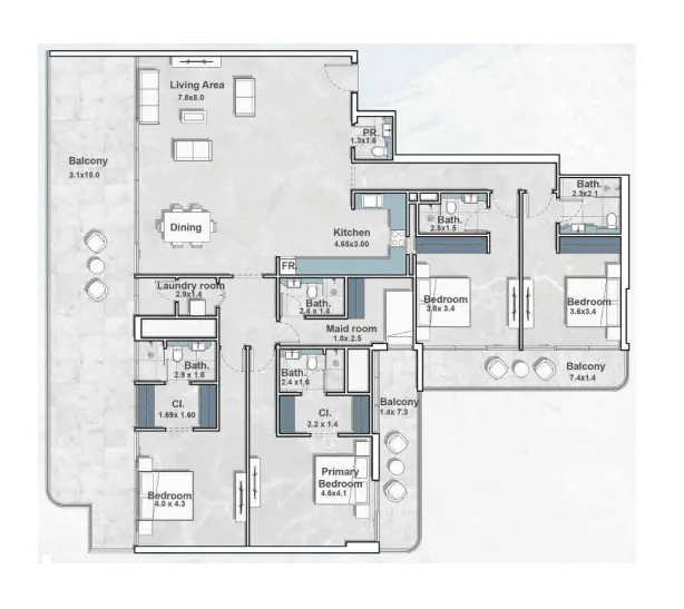4 bed